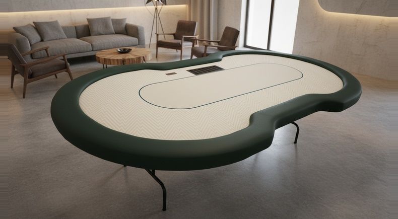 Mesa de Poker Dobrável Oval Grande com Duas Entradas de Dealer e Rack para Fichas - Bra15
